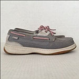 L.L. Bean Womens Grey and White Pink Lace Loafers Moccasins Outdoor Slippers 6